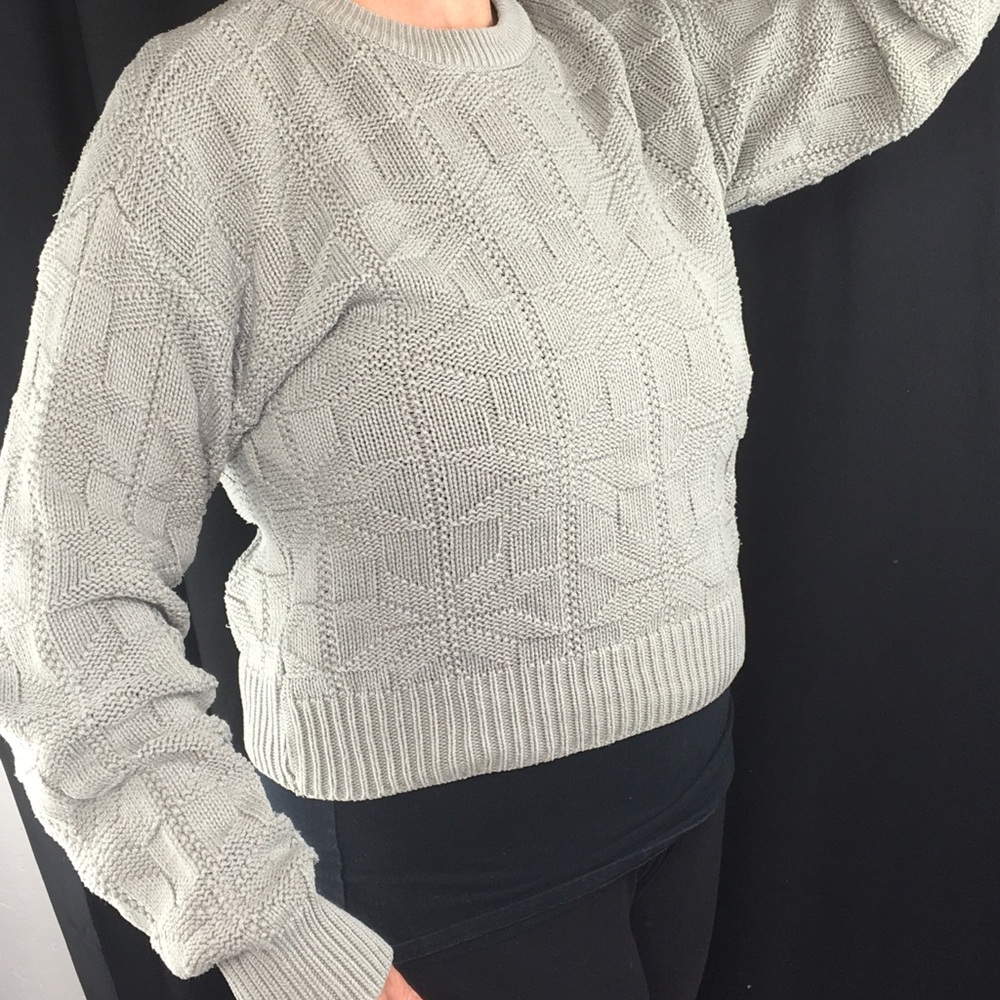 LL Bean cropped sweater sage green pullover